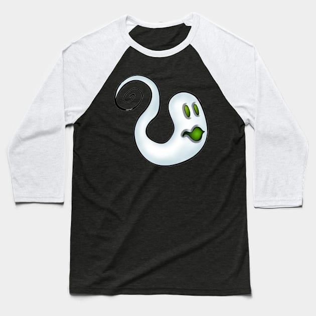 Curly Ghost Baseball T-Shirt by NochTec